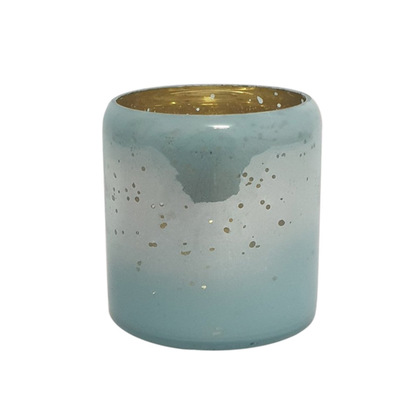 Pot à bougie en verre bleu 5 po, H 3 po x l 2,5 po x P 2,5 po