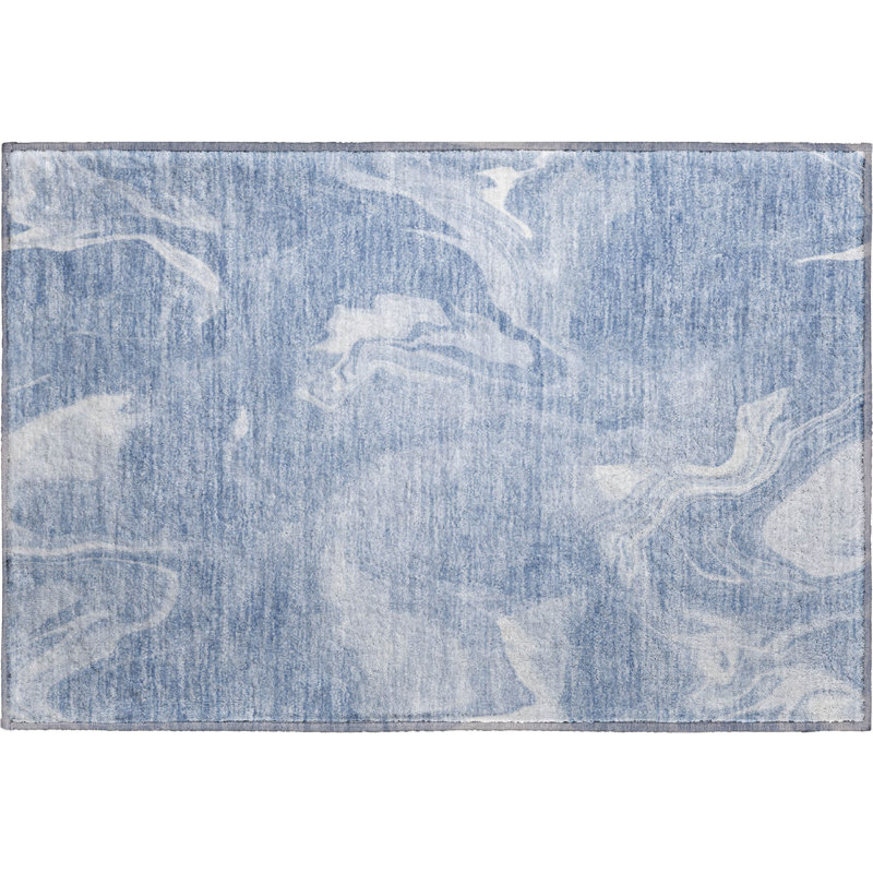 Premium Machine Washable Prisco Blue Rug, Rectangle 1'8" x 2'6"
