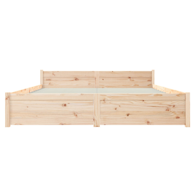 Bed Frame Solid Wood, European Single (90 x 200cm), Light Brown