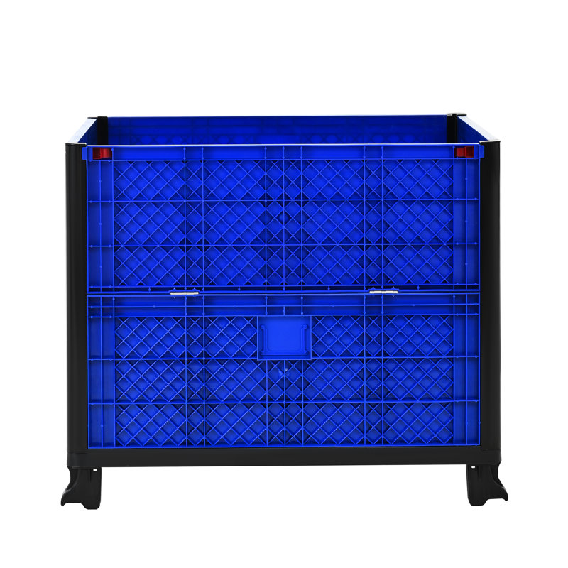 Contenant en vrac bleu en polypropylène, capacité de 600 lb, accès à 4 voies, rangement pliable de 31,81 po de largeur, profondeur de 39,88 po