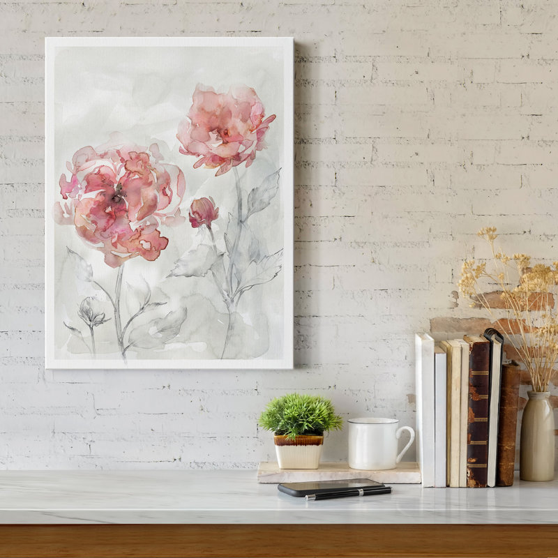 «Blush Botanical II», reproduction d'art sur toile tendue, H 27 po x l 18 po