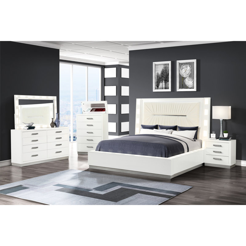 Table de chevet blanche laiteuse 3 pour une chambre à coucher contemporaine attrayante avec rangement pratique