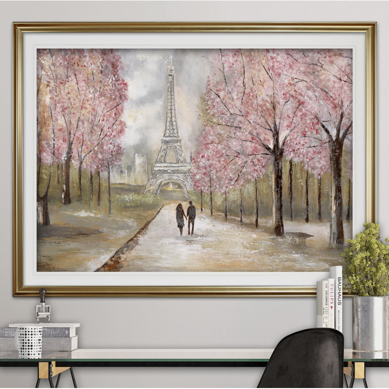 Paris Stroll - reproduction d'art encadrée, Or, H 30 po x l 40 po x P 1,5 po