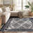 White Geometric Pattern Shag Rug – Medium Pile, Easy To Clean, Pet Friendly-451901545