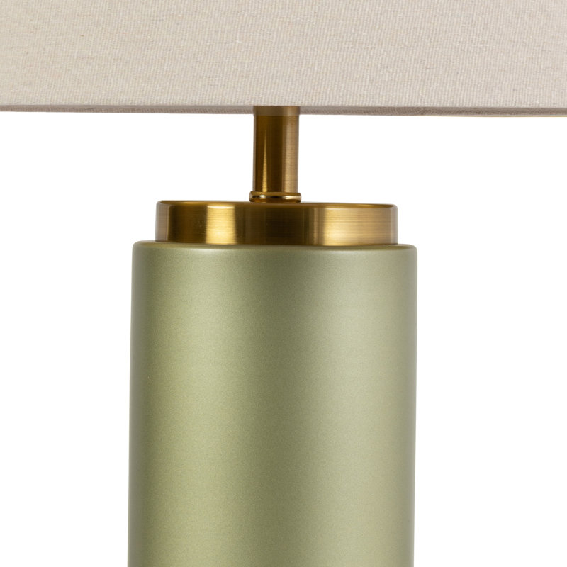 Cylinder 55cm Metal Ceramic look Table Lamp, Green, Beige