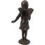 Sculpture décorative petite fonte fantaisiste en fonte parlant avec oiseau H 6,5 po