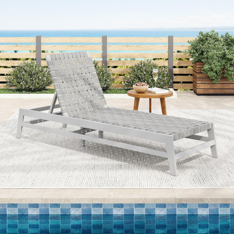 Outdoor Rope Chaise Lounge, Gray/Light Gray