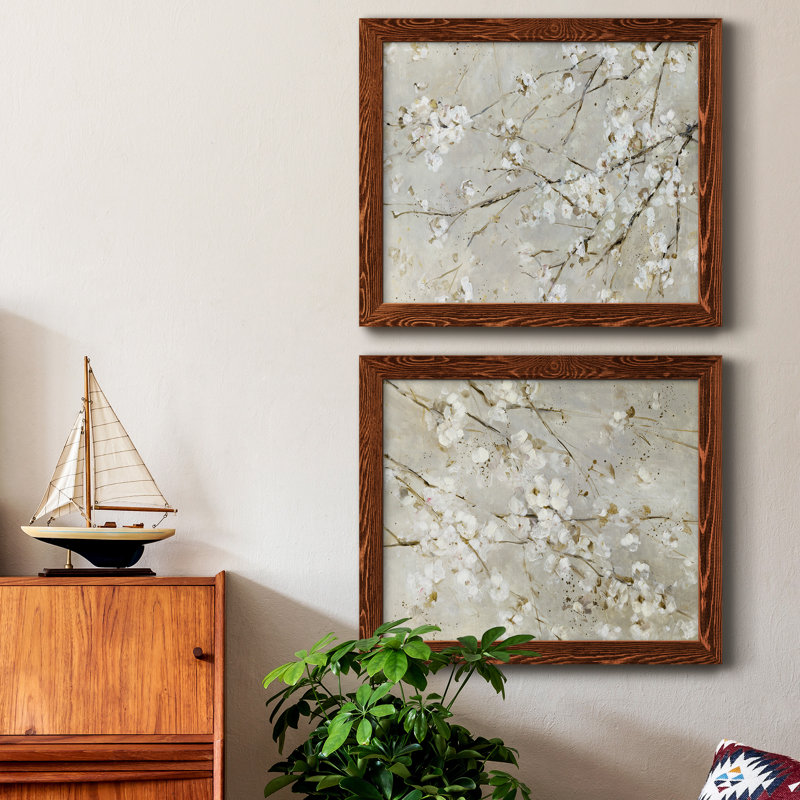 «Blossom Confetti», ensemble de 2 peintures sur toile encadrées, Cadre en érable, H 24 po x l 36 po x P 1,5 po