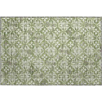 Premium Machine Washable Prisco Green Rug