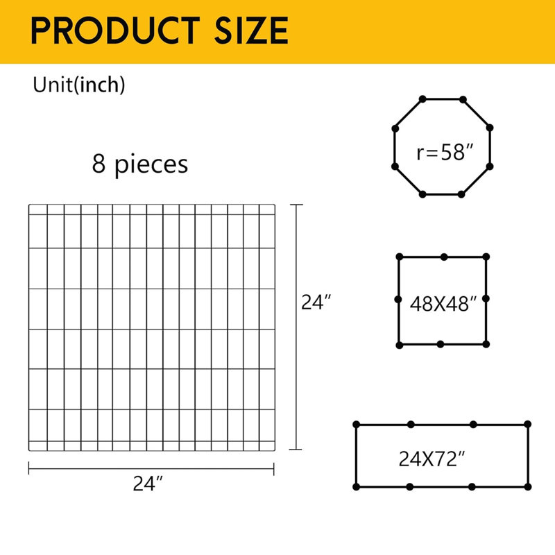 24" Height Dog Pen 8 Panels