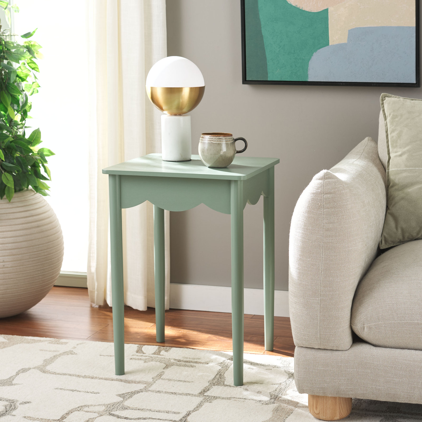 Gerin 17" Pine End Table, Sage