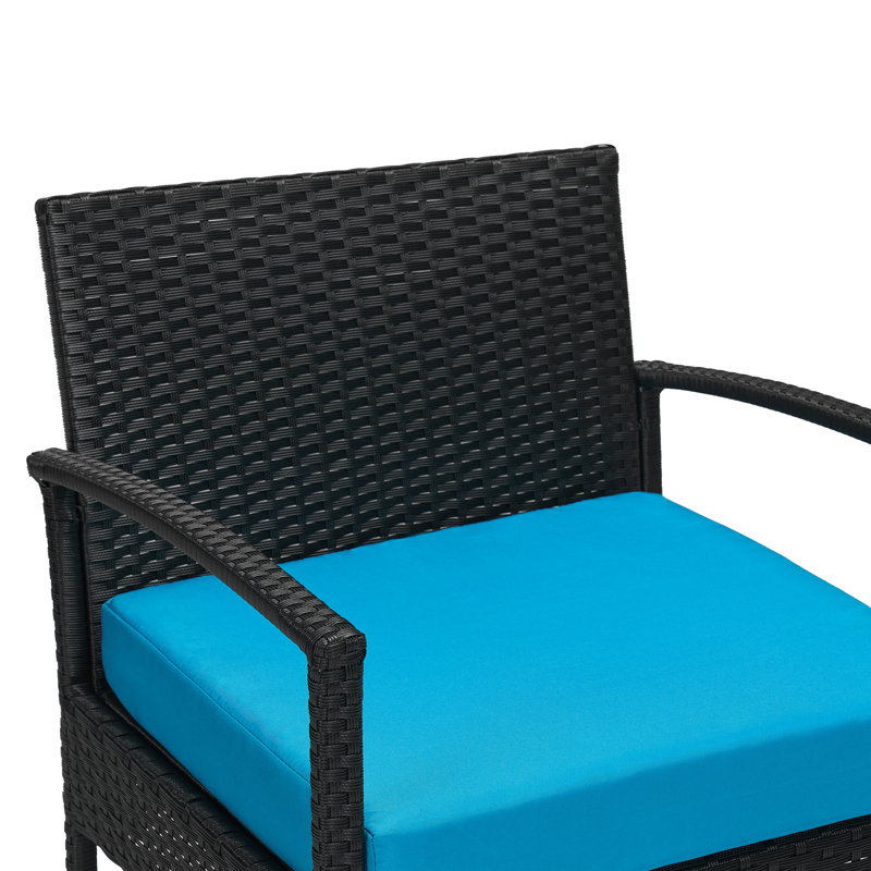 Holmsten 2 - Person Patio Conversation Set with Cushions, Blue