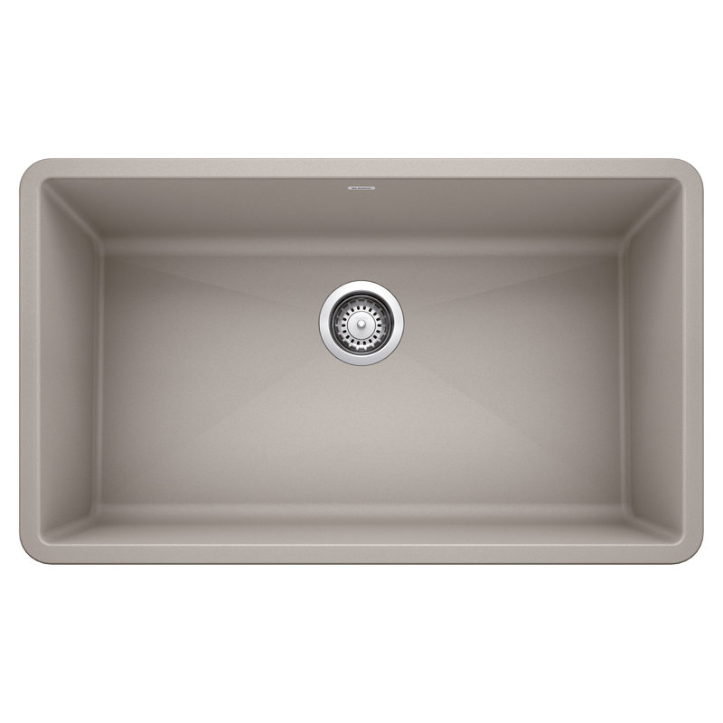 Évier de cuisine à simple cuve en granite avec crépine Precis L 32 po x l 19 po Precis, Gris béton