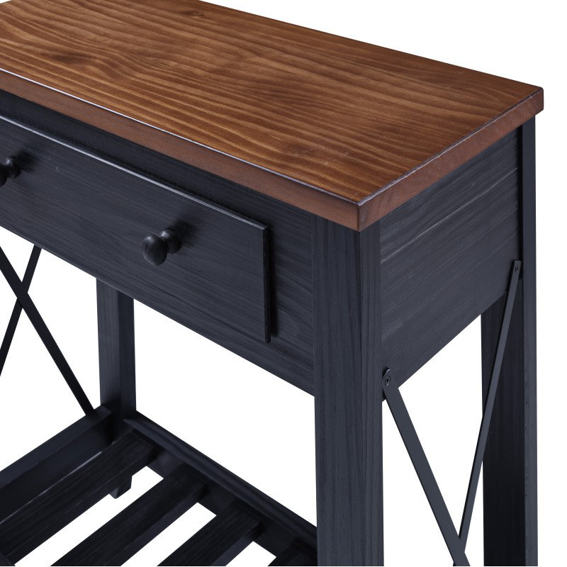 70cm Solid Wood Console Table, Black