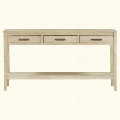 59.1'' Farmhouse Entryway Table With 3 Drawers, Painted Console Table With Bottom Shelf & Iron Handles, Minimalist Sofa Table For Living Room, Hallway, Kitchen, Bedroom, Office