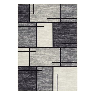 Geometric Machine Washable Rug for Living Room Modern Non-Slip Rug for Bedroom Dining Room Office Nursery Playroom Teen Dorm