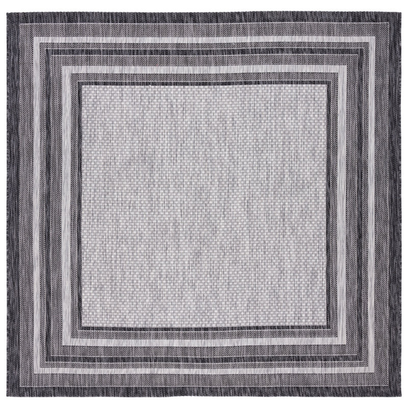 Tapis tissé à la machine Chapa, Light Grey/Black, Carré 5 pi 3 po