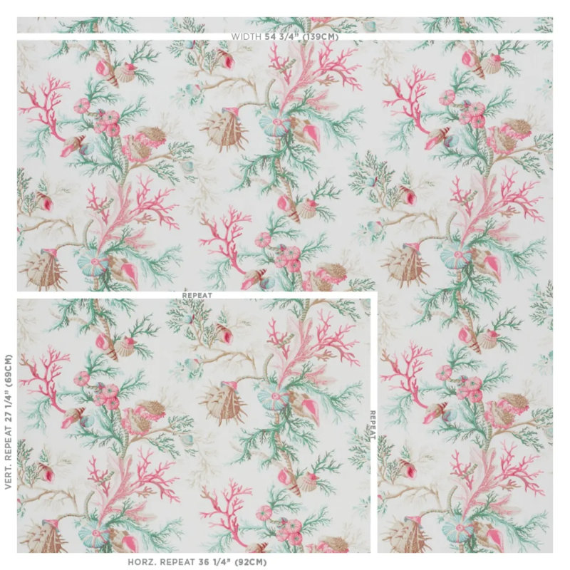 Del Tesoro Fabric, Pink/Aqua