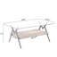 Table basse moderne pour salon avec plateau en verre trempé aux bords lisses et pieds en métal stables et transparents pour optimiser l'espace.
