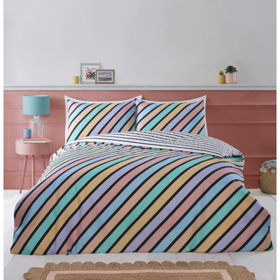 OXFORD STRIPE Polyester Striped Duvet Cover Set with Pillowcases Included