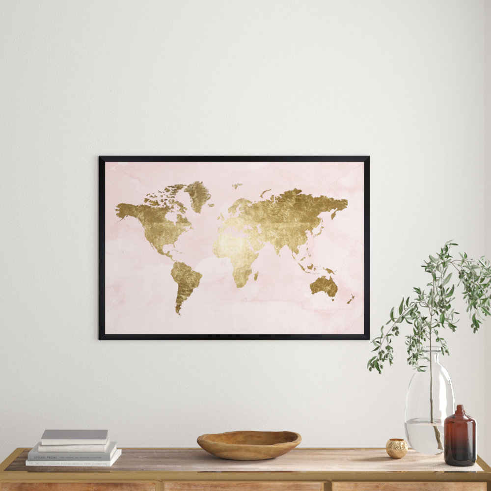 " Maps And Flags Blush And Gold Mapamundi World Maps " by Oliver Gal House of Hampton®