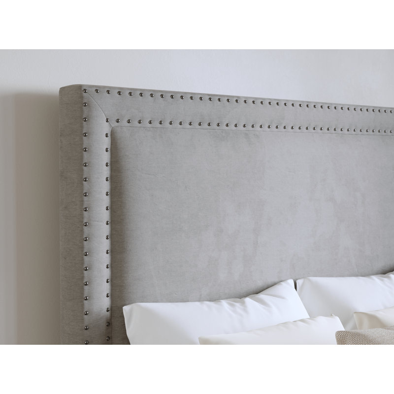 Hirth Upholstered Low Profile Standard Bed, King, Gray