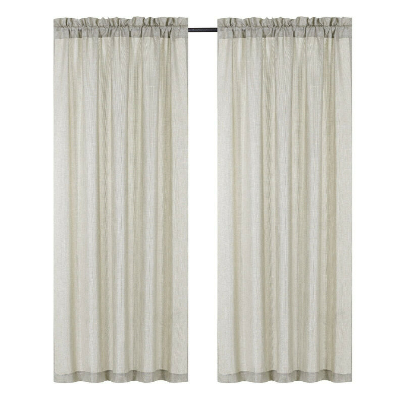  Ensemble de 7 panneaux de rideaux à motif floral avec passe-tringle 7 pièces Carly, Taupe