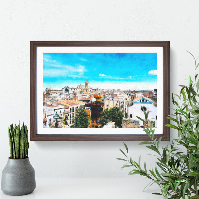 View of Tarragona in Spain - Picture Frame Painting Print, Walnut Framed, 62cm H x 87cm W x 2cm D