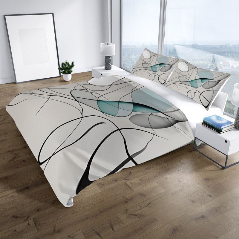 Polyester Abstract Duvet Cover, Twin Duvet Cover + 1 Queen Sham