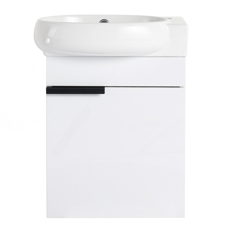 Meuble-lavabo à fermeture en douceur avec lavabo, 16 pouces pour petite salle de bain
