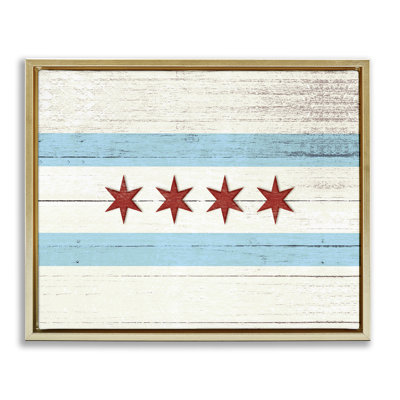 «Chicago Flag Distress Wood Look Canvas Wall Art» par Daphne Polselli