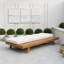 Ensemble de chaises longues en bois avec coussins et appui-tête-133232528