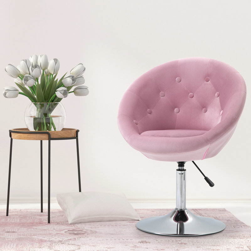Élégant siège de salon - rose, rond, hauteur réglable du tabouret en métal rose, cadre pour la maison