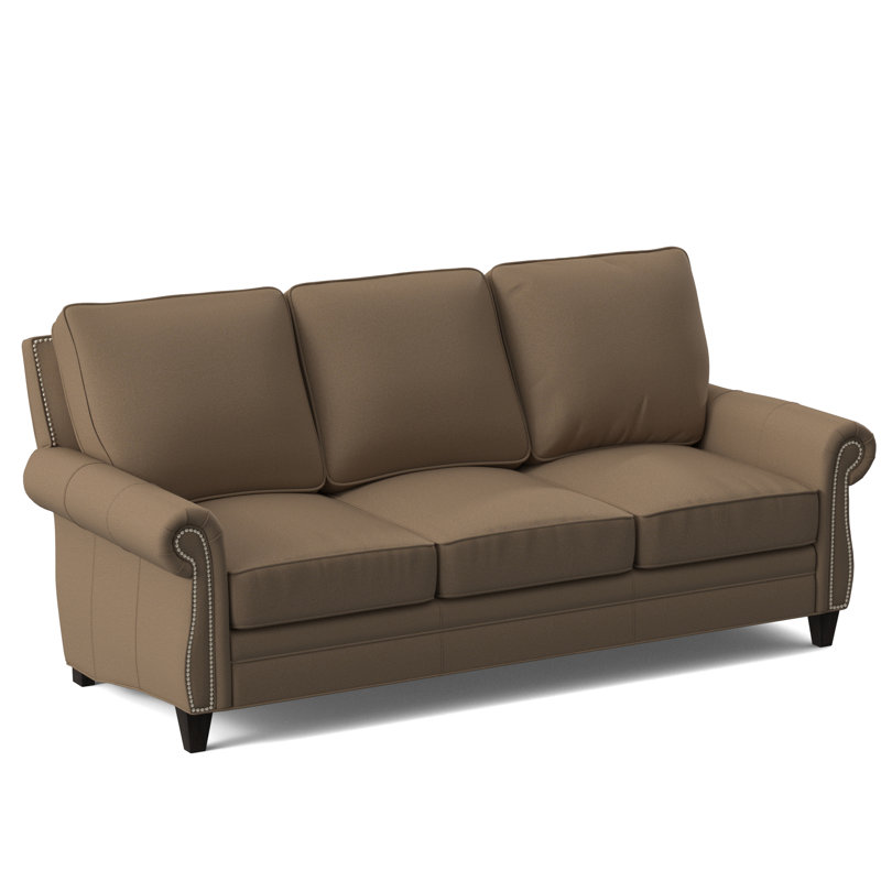 Reddish Leather Sofa, Plantation, #9 Pewter, Outsider Raven Genuine Leather