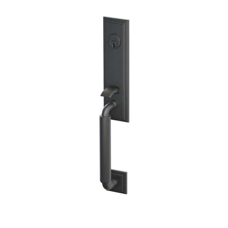 Ensemble de porte d'entrée à mortaiser Emtek Manning, ANSI F20, homologué UL, jeu de 2 3/4 po avec bouton rond, noir mat (LH)