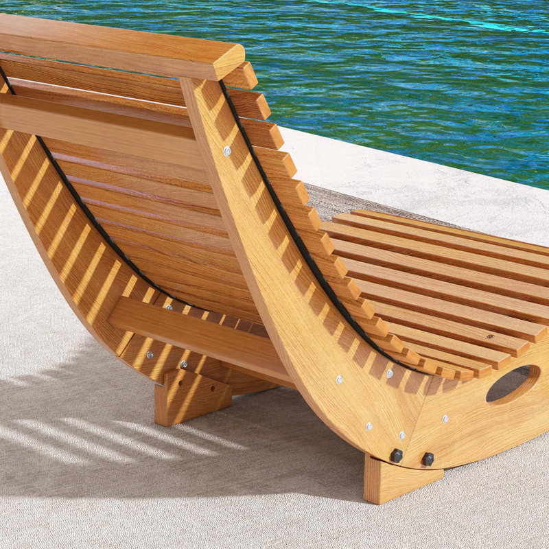 Chaise berçante ergonomique en bois avec siège à lattes Outsunny