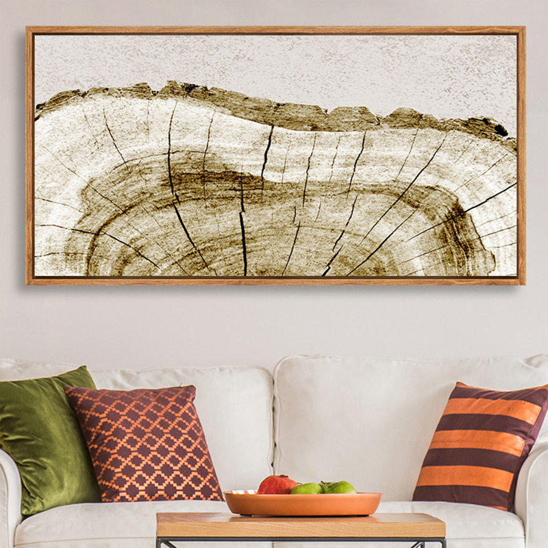 Extra Large Framed Canvas Wall Art Brown Tree Ring Canvas Wall Prints for Bedroom,Dinning Room