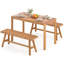 Ensemble de salle à manger de patio en bois d'acacia 3 pièces avec sièges à lattes pour terrasse, pelouse et cour