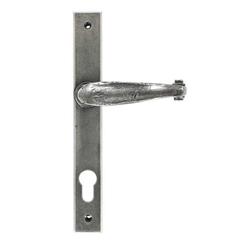 Cottage Lock Door Handle, Pewter Patina