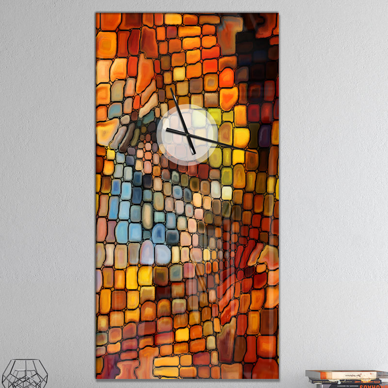 Dreaming of Stained Glass - Modern wall clock, 48" H x 24" W x 1" D