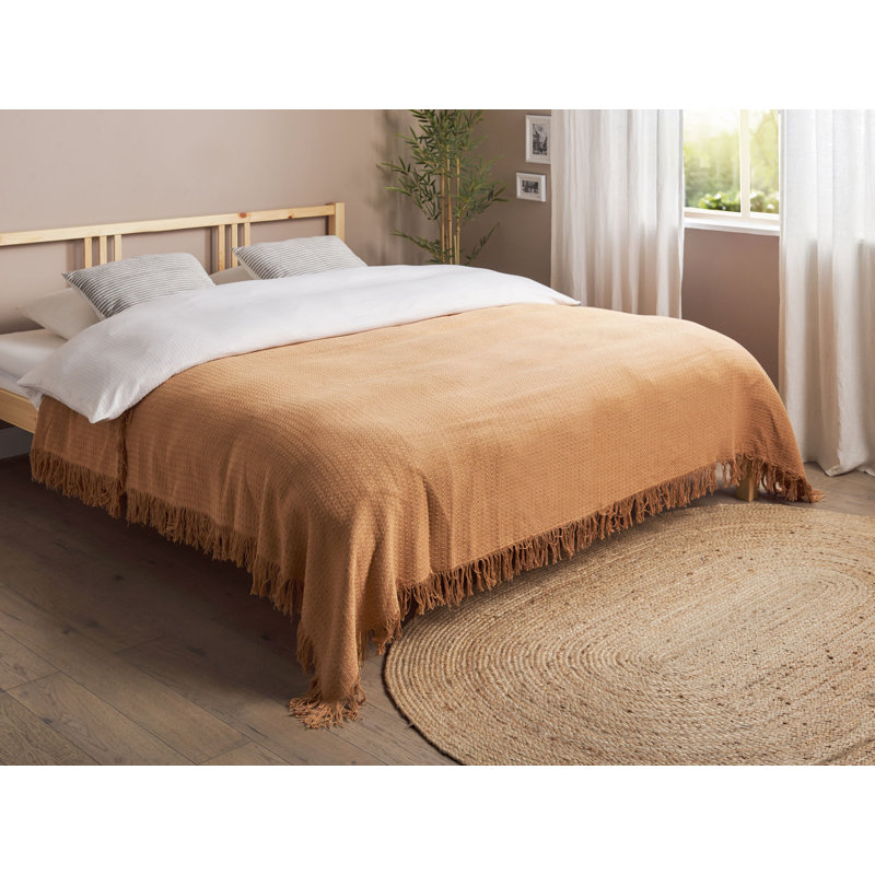 YERBENT Cotton No Pattern Bedspread, Brown