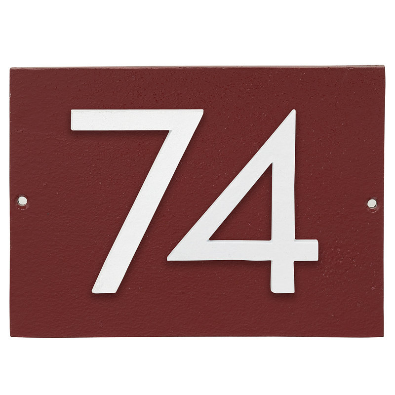 Plaque d’adresse murale sur 1 ligne flottante, Blanc, Oui, Rouge brique