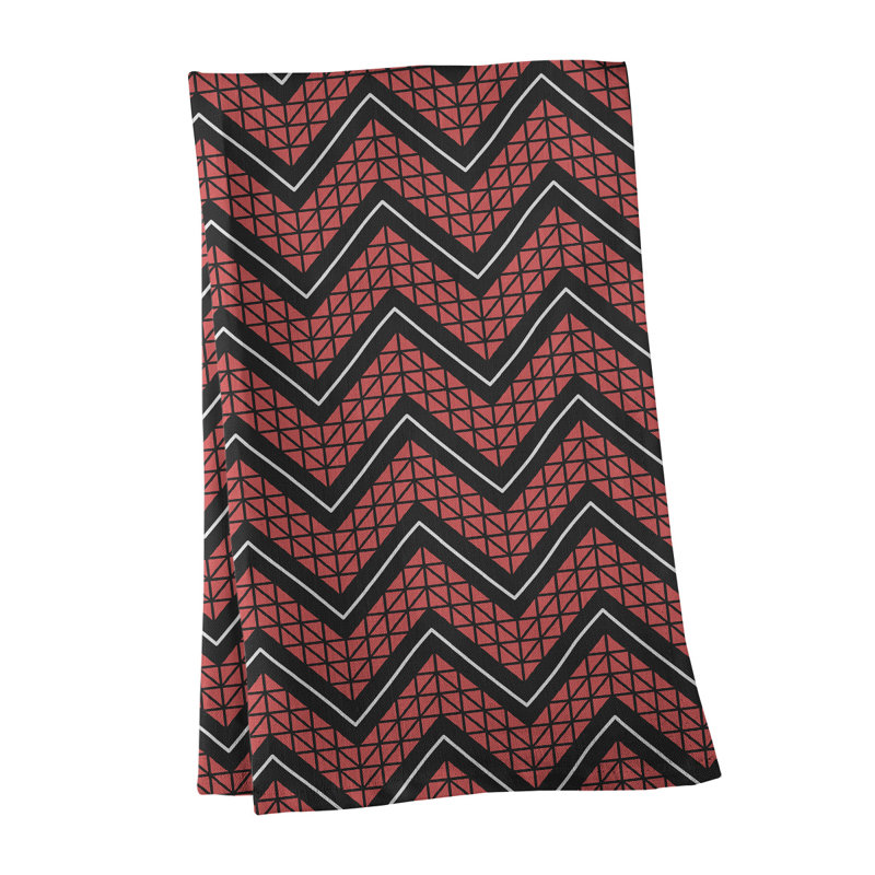 Stephenie Tea Towel Kitchen Towel, Brown/Black/Pink, Cotton Twill