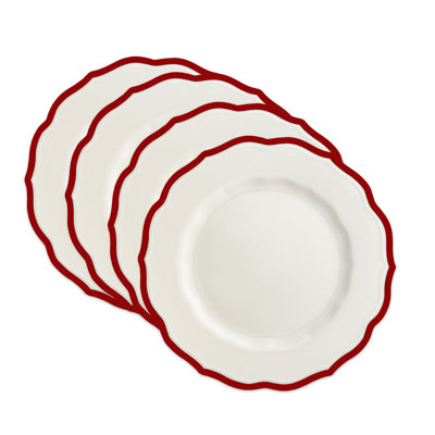 Stella Scalloped Crimson Porcelain Salad/Dessert Plate