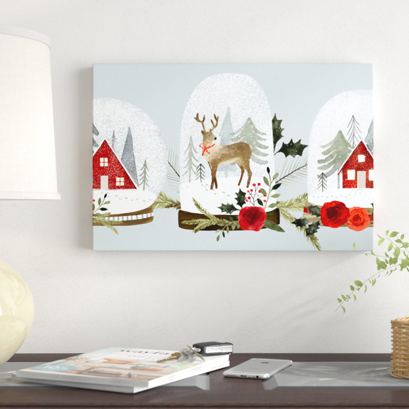 Snow Globe Village Collection D by Victoria Barnes - Graphic Art Print, 30cm H x 46cm W, Wrapped Canvas