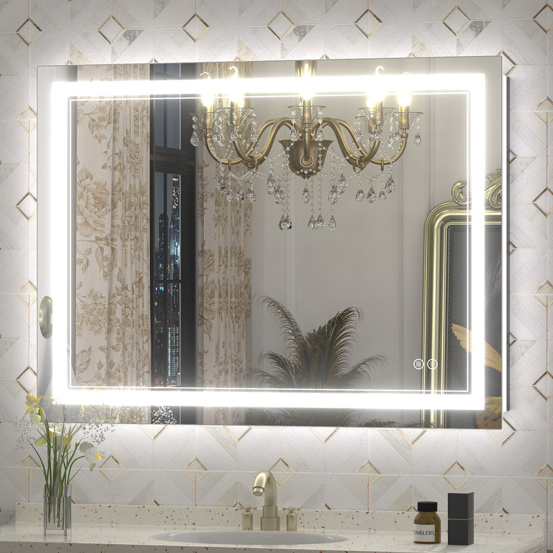  Wayfair Basics® UL Certified Front & Back LED Anti-Fog Tempered Glass Bathroom/Vanity Mirror , 40" x 30"