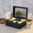 Wooden Tea Organizer For Tea Bags, Black Wooden Tea Chest, 6 Compartments, Clear Top Window, Lid Stays Open