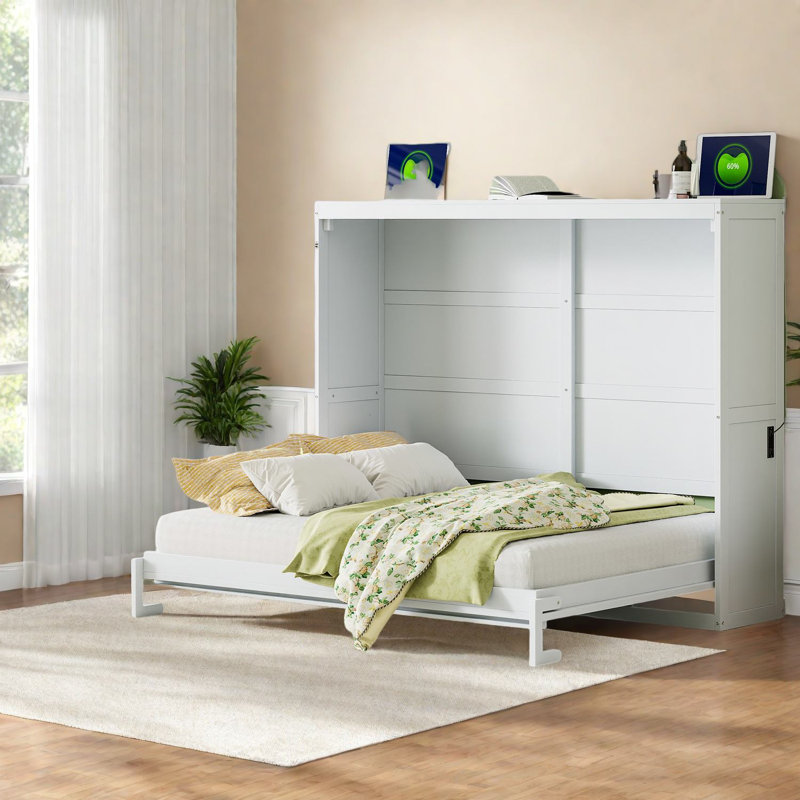 Grand lit escamotable peu encombrant, construction en bois, style moderne, usage domestique