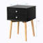 Table de chevet noire avec 2 tiroirs et pieds en bois d'hévéa noir-1249857809
