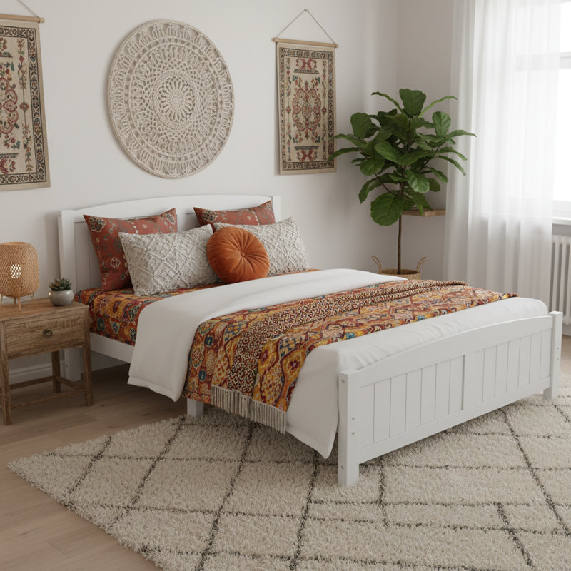 Queen Size Solid Wood Platform Bed with Support Slats, No Box Spring Needed